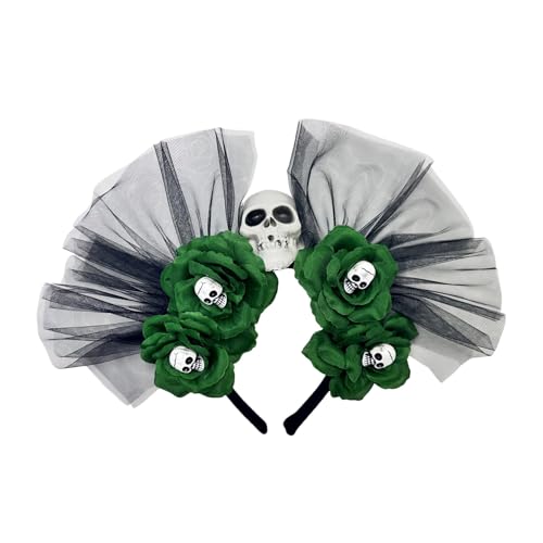 NPXUAMTJ Tag Der Toten Kopfstücksschädelblumenkronstadband Halloween Cincos Des Mayoes Party Kostüme Für Frauengeschenke Blumenkronstirnband von NPXUAMTJ