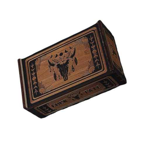 NPXUAMTJ Tragbarer Kartenbehälter Holzschub Tarot Karten Aufbewahrungsbox Astrologys Schmuckstück von NPXUAMTJ