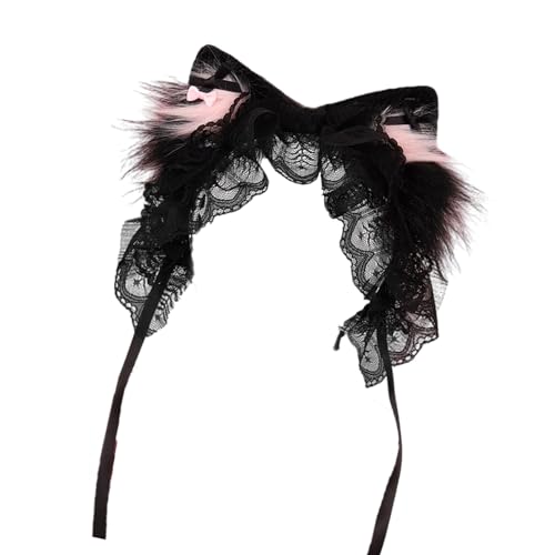 NPXUAMTJ Wolf Foxes Ohren Stirnband Katzen Schwanz Weiche Plüsch Für Weihnachten Halloween Cosplay Party Kostümzubehör Lolitas Stirnband von NPXUAMTJ