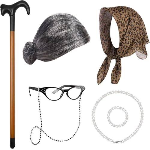 NPYQ 100 Tage Schulkostüm Jungen Halloween Old Man Kostüm Hat Frau Kostüm Dor Girls Styles von NPYQ