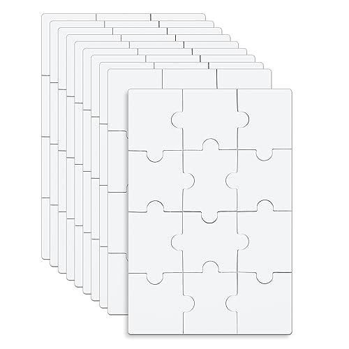 10 Blatt Leere Puzzle, 10 x 15 cm, 12-teiliges Leeres Puzzle Set Bemalbares Puzzle Leeres Puzzle DIY Lustiges Ganz Weißes Puzzle für Aktivität, Geburtstag, Party, Gastgeschenke, Basteln von NQEUEPN