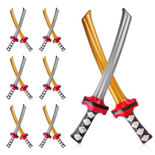 12st Aufblasbares Ninja Schwert, Spielzeug Schwert Ninja Inflatable Katana Sword Spielwaffen Kostümzubehör Samurai Sword Toy für Partyzubehör Ninja Cosplay (Gold, Silber) von NQEUEPN