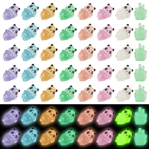 35St Leuchtende Mini Panda und 5St Leuchtende Bambusse Mini Panda Harz Mini Panda Figuren Mini Tiere Harz für DIY Kunsthandwerk Kuchendekoration (Lügenstil) von NQEUEPN
