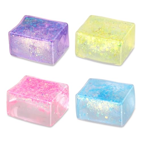 4 Stück Glitzer Eiswürfel Stressball, Bunt Eiswürfel-Zappelspielzeug Lustig Quetschball Schöner Stresswürfel Matschig Autismus ADHS Sensorisches Spielzeug für Erwachsene Kinder Geschenke 4 Stück Glitzer Eiswürfel Stressball, Bunt Eiswürfel-Zappelspielzeug Lustig Quetschball Schöner Stresswürfel Matschig Autismus ADHS Sensorisches Spielzeug für Erwachsene Kinder Geschenke von NQEUEPN