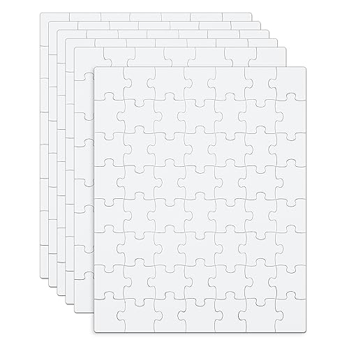 6 Blatt Leeres Puzzle für Kinder, 20 x 25 cm Blanko Puzzles 56-teiliges Blanko Puzzle Komplett Weiße Puzzles DIY Puzzles für Kinder, Aktivitäten, Partys, DIY-Bastelarbeiten von NQEUEPN