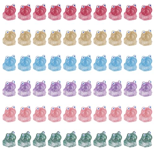 60 Stück Mini-Frösche, Glitzernde Harzfrösche Kleine Froschfiguren Miniatur Frosch Ornamente für DIY Basteleien Garten Puppenhaus Heimdekorationen (6 Farben) von NQEUEPN