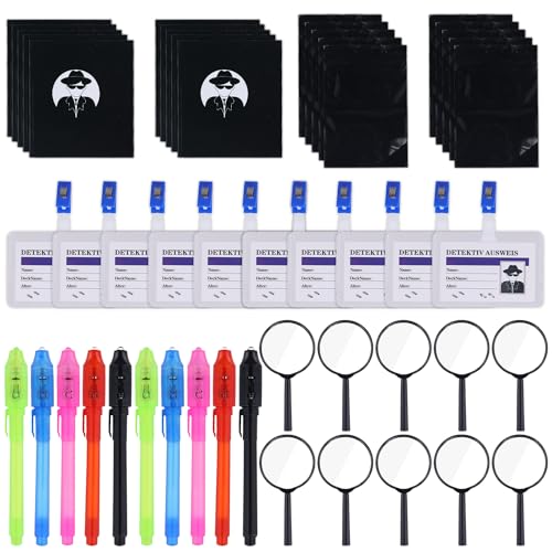 50stk Detektiv Set Kinder, Spionage Spielzeug Kinder Lupen Stifte Mini Notizbücher Geheimagenten Ausweishalter mit Clip für Escape-Room-Partys Detektivpartys 50stk Detektiv Set Kinder, Spionage Spielzeug Kinder Lupen Stifte Mini Notizbücher Geheimagenten Ausweishalter mit Clip für Escape-Room-Partys Detektivpartys von NQEUEPN