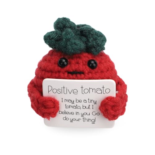 NQEUEPN Lustige Positive Tomate, Gestrickte Positive Tomate Kreatives Süßes Positive Tomato für Geburtstagsgeschenke Party Dekoration Ermutigung von NQEUEPN