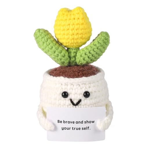 NQEUEPN Lustige Positive Tulpe, Gehäkelte Topfpflanzen Tulpe zur Emotionalen Unterstützung Handgefertigt Gestrickte Blumen Niedlich Spielzeug Kreativ Tulpenstricken für Auto Home Office Dekoration NQEUEPN Lustige Positive Tulpe, Gehäkelte Topfpflanzen Tulpe zur Emotionalen Unterstützung Handgefertigt Gestrickte Blumen Niedlich Spielzeug Kreativ Tulpenstricken für Auto Home Office Dekoration von NQEUEPN