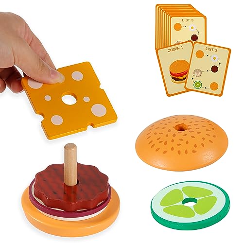 NQEUEPN Stapelburger aus Holz, Montessori Spielzeug, Lustiges Burger Stapelspielzeug Lernspielzeug Baby Lernspielzeug für Kleinkinder und Vorschulkinder NQEUEPN Stapelburger aus Holz, Montessori Spielzeug, Lustiges Burger Stapelspielzeug Lernspielzeug Baby Lernspielzeug für Kleinkinder und Vorschulkinder von NQEUEPN