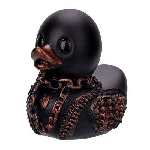 Schwarze Harzente, 8 cm Hoch Badespielzeug-Ente Lustige Dunkle Harzente Sammlerstück als Entengeschenk für Kinder Dekor (Punk-Ente) von NQEUEPN