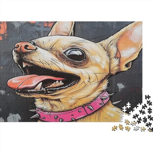 Chihuahua Jigsaw Puzzle 1000 Pieces Challenging Brain Teaser Unique Gift Wood Materials Home DecoRatteion for Adults 1000pcs (75x50cm) von NQHXLRUDC