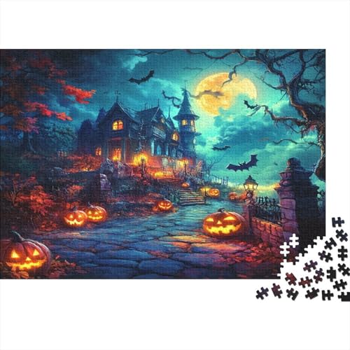 Halloween Village Jigsaw Puzzle 1000-Piece Difficult Unique Gift Wood Eco-Friendly Materials Educational Games for Adults 1000pcs (75x50cm) von NQHXLRUDC