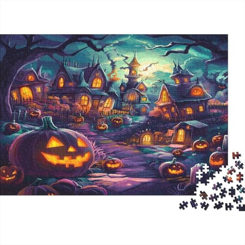 Halloween Village Jigsaw Puzzle 1000 Pieces Challenging Brain Teaser Unique Gift Wood Eco-Friendly Materials Home DecoRatteion for Women Men 1000pcs (75x50cm) von NQHXLRUDC