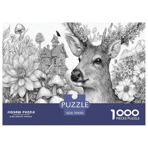 Elch Puzzle 1000 Teile Herausforderungsspielzeug Erwachsene Und Kinder Schloss Unmögliches Puzzle Bildungsherausforderung Geschenk Für Home Dekoration 70x50cm/1000pcs von NQLIQOZKD