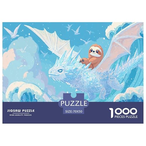 Faultier Puzzle 1000 Teiliges Herausforderungsspielzeug Für Erwachsene Eisdrache Unmögliches Puzzle Familienbildungsspiel Geschenk Für Home Dekoration 70x50cm/1000pcs von NQLIQOZKD