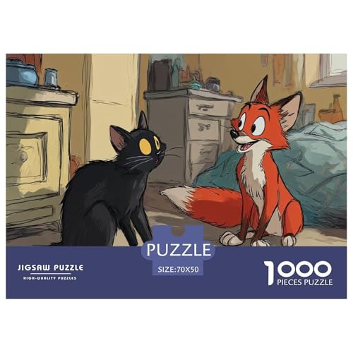 Fuchs Puzzle 1000 Teile Herausforderungsspielzeug Erwachsene Und Ab 12 Jahren Black Katze Unmögliches Puzzle Familienbildungsspiel Entspannung Geschenk Für Home Dekoration 70x50cm 1000pcs von NQLIQOZKD