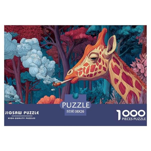 Giraffe Puzzle 1000 Teile Herausforderungsspielzeug Für Erwachsene Wald Unmögliches Puzzle Bildungsherausforderung Entspannung Geschenk Für Home Dekoration 38x26cm 1000pcs von NQLIQOZKD