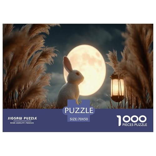 Hase Puzzle 1000 Teiliges Herausforderungsspielzeug Für Erwachsene Mond Kreatives Puzzle Bildungsherausforderung Geschenk Für Home Dekoration 70x50cm/1000pcs von NQLIQOZKD