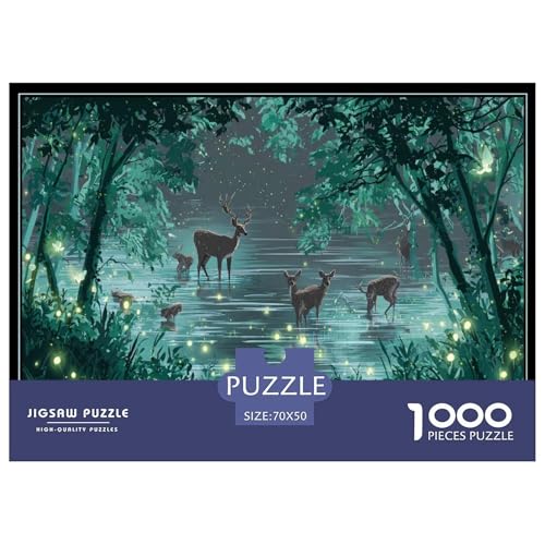 Hirsch Puzzle 1000 Teiliges Herausforderungsspielzeug Für Erwachsene Bach Unmögliches Puzzle Familienbildungsspiel Geschenk Für Home Dekoration 70x50cm/1000pcs von NQLIQOZKD