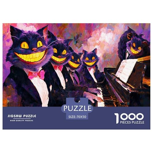 Klavier Puzzle 1000 Teile Herausforderungsspielzeug Für Erwachsene Katze Puzzlespiel Familienbildungsspiel Geschenk Für Home Dekoration 70x50cm/1000pcs von NQLIQOZKD