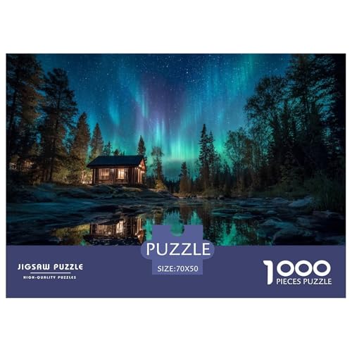 Nordlicht Puzzle 1000 Teiliges Herausforderungsspielzeug Erwachsene Und Kinder Holzhaus Familienfreizeit Puzzle Bildungsherausforderung Geschenk Für Home Dekoration 70x50cm/1000pcs von NQLIQOZKD