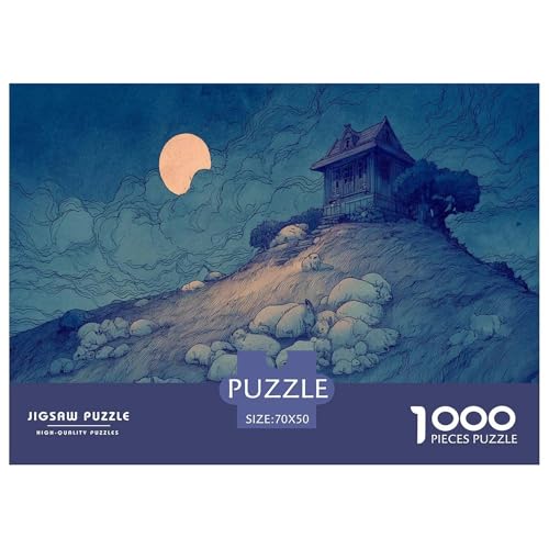 Schaf Puzzle 1000 Teiliges Herausforderungsspielzeug Für Erwachsene Hügel Puzzlespiel Familienbildungsspiel Geschenk Für Home Dekoration 70x50cm/1000pcs von NQLIQOZKD
