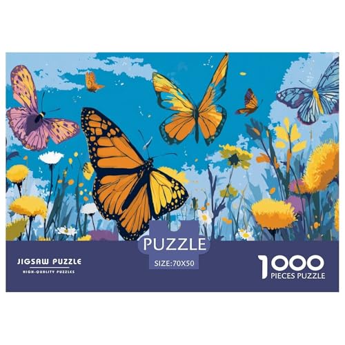 Schmetterling Puzzle 1000 Teiliges Herausforderungsspielzeug Erwachsene Und Kinder Blauer Himmel Puzzlespiel Familienbildungsspiel Geschenk Für Home Dekoration 70x50cm/1000pcs von NQLIQOZKD