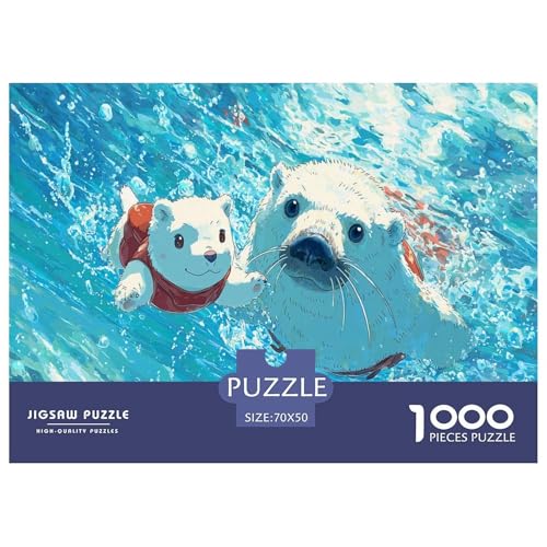 Seehund Puzzle 1000 Teile Herausforderungsspielzeug Erwachsene Und Kinder Süß Kreatives Puzzle Bildungsherausforderung Geschenk Für Home Dekoration 70x50cm/1000pcs von NQLIQOZKD