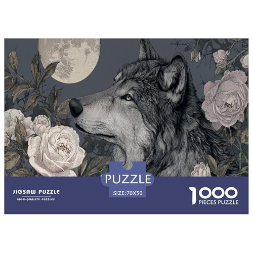 Wolf Puzzle 1000 Teile Herausforderungsspielzeug Erwachsene Und Kinder Nacht Familienfreizeit Puzzle Familienbildungsspiel Geschenk Für Home Dekoration 70x50cm/1000pcs von NQLIQOZKD
