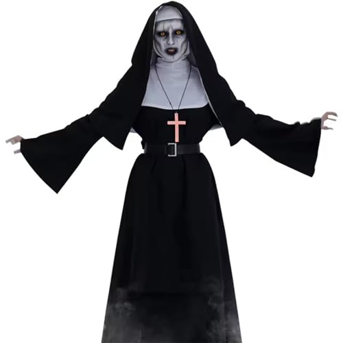 NQYZZFA Das Nonne Cosplay Kostüm Horrorfilme Cosplay Kreuz Geist Halloween Kostüm Kirche Religiöses Kloster Cosplay für Halloween Cosplay Karneval Ausgefallene Party,Schwarz,XL NQYZZFA Das Nonne Cosplay Kostüm Horrorfilme Cosplay Kreuz Geist Halloween Kostüm Kirche Religiöses Kloster Cosplay für Halloween Cosplay Karneval Ausgefallene Party,Schwarz,XL von NQYZZFA