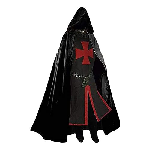 NQYZZFD Mittelalterliche Kreuzritter-Tempelritter-Kostüme für Herren, Renaissance, Gothic, Retro, Wappenrock, Krieger, schwarzer Pestumhang, Oberteil für Karneval, Kostümparty und Halloween,2XL,Black NQYZZFD Mittelalterliche Kreuzritter-Tempelritter-Kostüme für Herren, Renaissance, Gothic, Retro, Wappenrock, Krieger, schwarzer Pestumhang, Oberteil für Karneval, Kostümparty und Halloween,2XL,Black von NQYZZFD