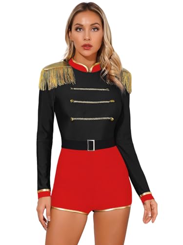 NQYZZFD Zirkus-Cosplay-Kostüme Für Damen, Jacke, Overall, Lange Ärmel, Body, Löwenbändiger, Kostüm, Für Halloween, Karneval, Party, Maskerade, Party,2XL,Black von NQYZZFD