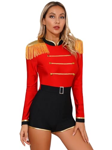 NQYZZFD Zirkus-Cosplay-Kostüme Für Damen, Jacke, Overall, Lange Ärmel, Body, Löwenbändiger, Kostüm, Für Halloween, Karneval, Party, Maskerade, Party,XL,Red von NQYZZFD