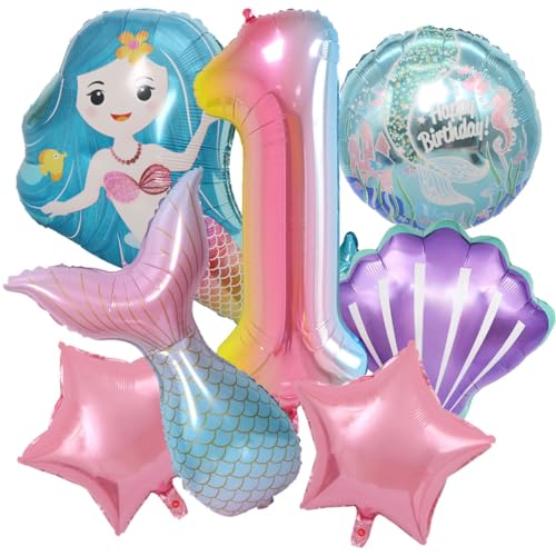 Geburtstag 1 Jahre Mädchen Luftballon Meerjungfrau Foil Balloons Für Mädchen Einhorn Thema Geburtstag Party Zubehör Dekoration Geburtstag 1 Jahre Mädchen Luftballon Meerjungfrau Foil Balloons Für Mädchen Einhorn Thema Geburtstag Party Zubehör Dekoration von NQZWZB
