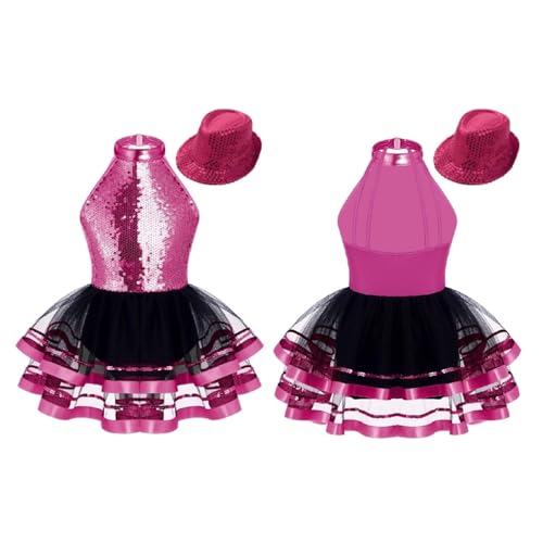 NRBMZYEN Tanzkostüme für Mädchen, Tanz-Performance-Kostüme, ärmelloses Tutu-Kleid mit Hut-Sets, Rose, 8 NRBMZYEN Tanzkostüme für Mädchen, Tanz-Performance-Kostüme, ärmelloses Tutu-Kleid mit Hut-Sets, Rose, 8 von NRBMZYEN