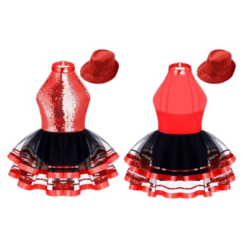 NRBMZYEN Tanzkostüme für Mädchen, Tanz-Performance-Kostüme, ärmelloses Tutu-Kleid mit Hut-Sets, Rot, 12 NRBMZYEN Tanzkostüme für Mädchen, Tanz-Performance-Kostüme, ärmelloses Tutu-Kleid mit Hut-Sets, Rot, 12 von NRBMZYEN