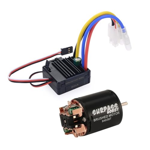 RC 540 Bürstenmotor (13T/17T/21T/27T/35T/45T/55T/80T) mit WP-1060-RTR 60A wasserdichter ESC-Kombination for Rock Crawler und ferngesteuerte Autos – Hochleistungsmotor und Geschwindigkeitsregler-Set(On von NRDHGS