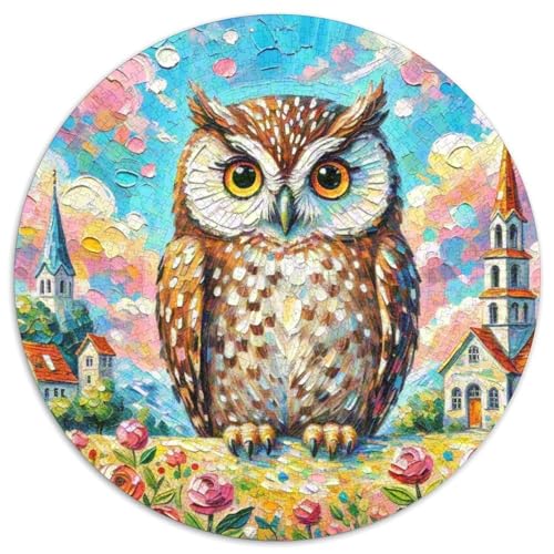 Eule 1000 Teile Schwieriges Großes Stressabbau-Spielzeug Tiere Rundes Puzzle Für Erwachsene Kinder Pädagogisches Geburtstagsgeschenk 1000pcs (67.5x67.5cm) von NRVASOZHK