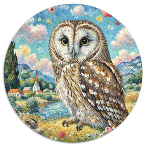 Eule 1000 Teile Schwieriges Großes Stressabbau-Spielzeug Tiere Rundes Puzzle Für Kinder Bildungswert Geburtstagsgeschenk 1000pcs (67.5x67.5cm) von NRVASOZHK
