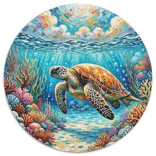 Meeresschildkröte 1000 Teile Schwieriges Großes Stressabbau-Spielzeug Tiere Rundes Puzzle Für Erwachsene Und Kinder Bildungswert Geburtstagsgeschenk 1000pcs (67.5x67.5cm) von NRVASOZHK