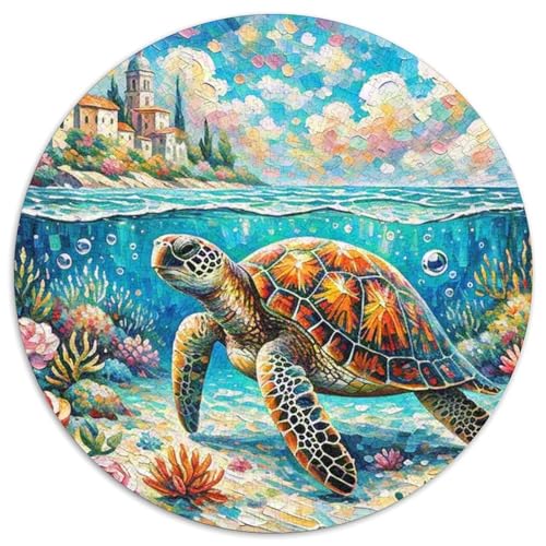 Meeresschildkröte 1000 Teile Schwieriges Großes Stressabbau-Spielzeug Tiere Rundes Puzzle Für Kinder Bildungswert 1000pcs (67.5x67.5cm) von NRVASOZHK