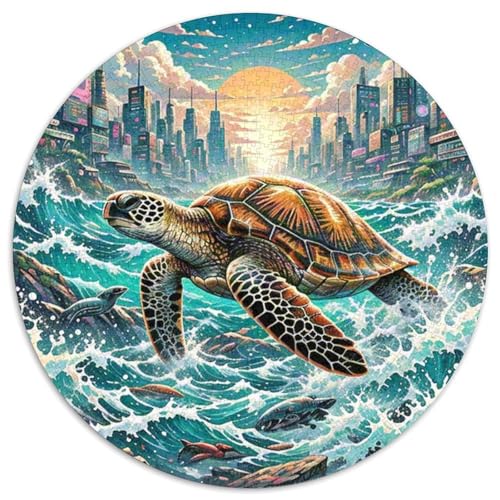 Meeresschildkröte 1000 Teile Schwieriges Großes Stressabbau-Spielzeug Tiere Rundes Puzzle Für Kinder Bildungswert Geburtstags Weihnachten Geschenke 1000pcs (67.5x67.5cm) von NRVASOZHK