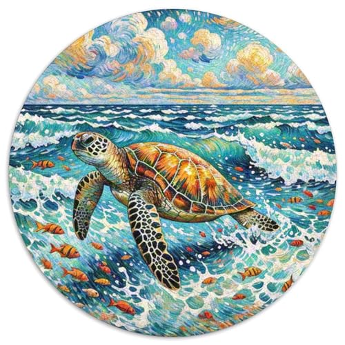 Meeresschildkröte 1000 Teile Schwieriges Großes Stressabbau-Spielzeug Tiere Rundes Puzzle Für Kinder Pädagogisches Hohe Qualität 1000pcs (67.5x67.5cm) von NRVASOZHK