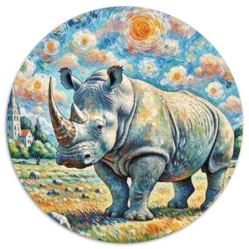 Nashörner 1000 Teile Schwieriges Großes Stressabbau-Spielzeug Tiere Circular Puzzles Für Erwachsene Und Kinder Bildungswert Hohe Qualität 1000pcs (67.5x67.5cm) von NRVASOZHK