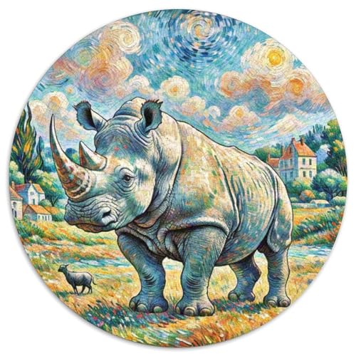 Nashörner 1000 Teile Schwieriges Großes Stressabbau-Spielzeug Tiere Rundes Puzzle Für Erwachsene Kinder Bildungswert Hohe Qualität 1000pcs (67.5x67.5cm) von NRVASOZHK