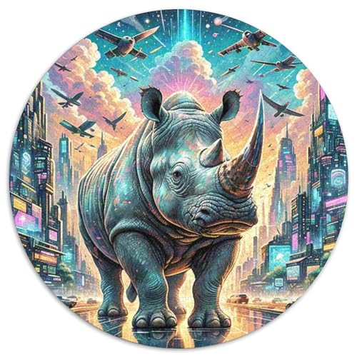Nashörner 1000 Teile Schwieriges Großes Stressabbau-Spielzeug Tiere Rundes Puzzle Für Erwachsene Und Kinder Bildungswert 1000pcs (67.5x67.5cm) von NRVASOZHK