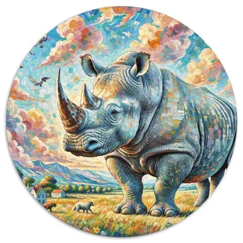 Nashörner 1000 Teile Schwieriges Großes Stressabbau-Spielzeug Tiere Rundes Puzzle Für Kinder Pädagogisches 1000pcs (67.5x67.5cm) von NRVASOZHK