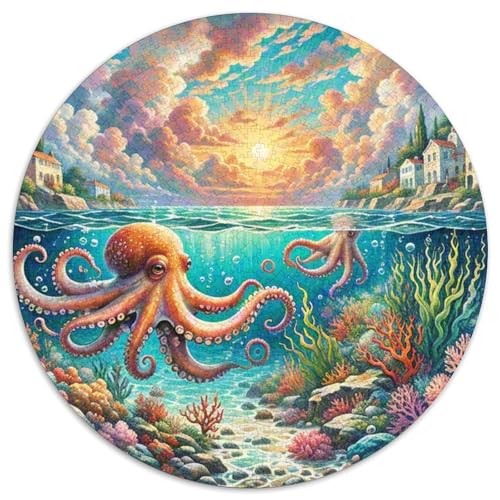 Octopus 1000 Teile Schwieriges Großes Stressabbau-Spielzeug Tiere Rundes Puzzle Für Kinder Pädagogisches Hohe Qualität 1000pcs (67.5x67.5cm) von NRVASOZHK