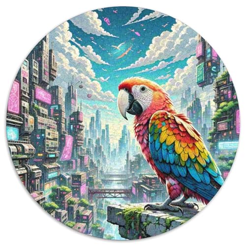 Papagei 1000 Teile Schwieriges Großes Stressabbau-Spielzeug Tiere Circular Puzzles Für Erwachsene Und Kinder Bildungswert Geburtstags Weihnachten Geschenke 1000pcs (67.5x67.5cm) von NRVASOZHK